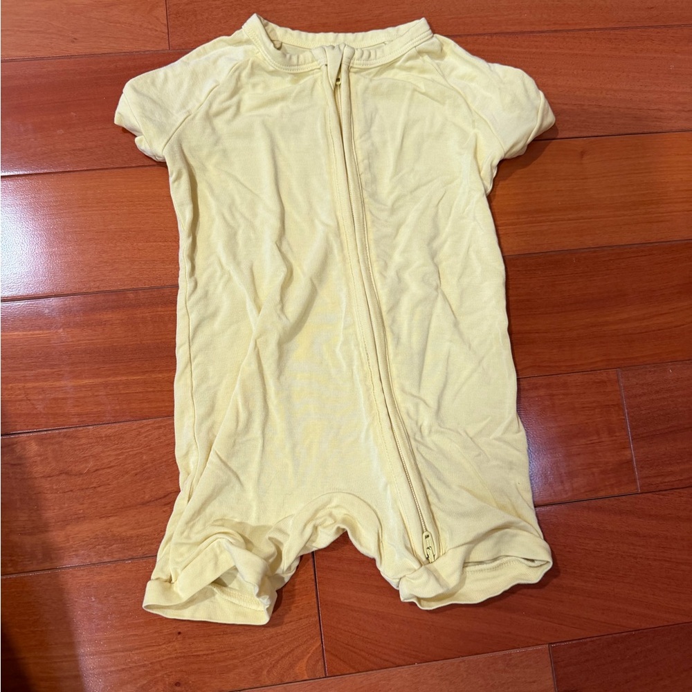 Little Sleepies Lemon Twist solid yellow shorty zippy 3-6 months
